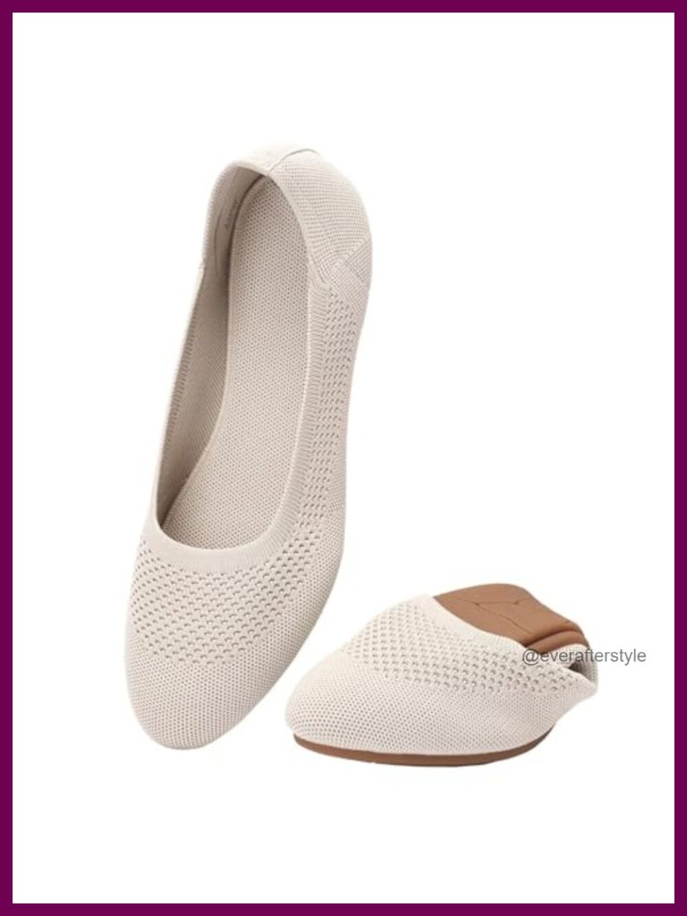 Women's Ballet Flats Breathable Comfort Knit Slip On Walking Shoes Memory Foam